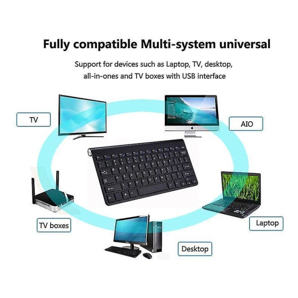 2.4g Wireless Keyboard And Mouse Portable Mini Keyboard And Mouse Combo Set Suitable For Notebook black