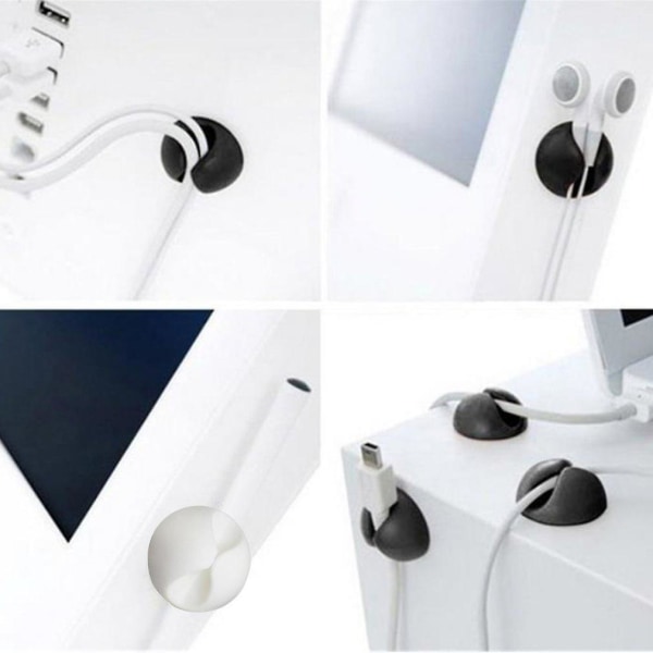 20 Pcs Cable Winder Organizer Cable Clip Desk Tidy Organiser White