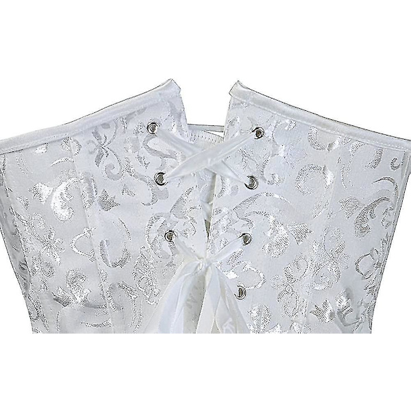 Women's Lace Up Boned Underbust Waist Trainer Corset White L