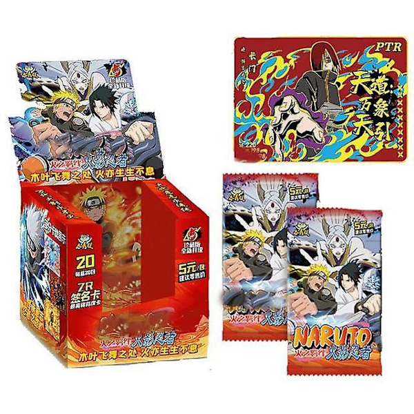 Naruto Playing Cards Japanese Cartoon Schoolmaster Series Ssp Card Uchiha Sasuke Ninja War R Children's Toys O 20PACK 80PCS