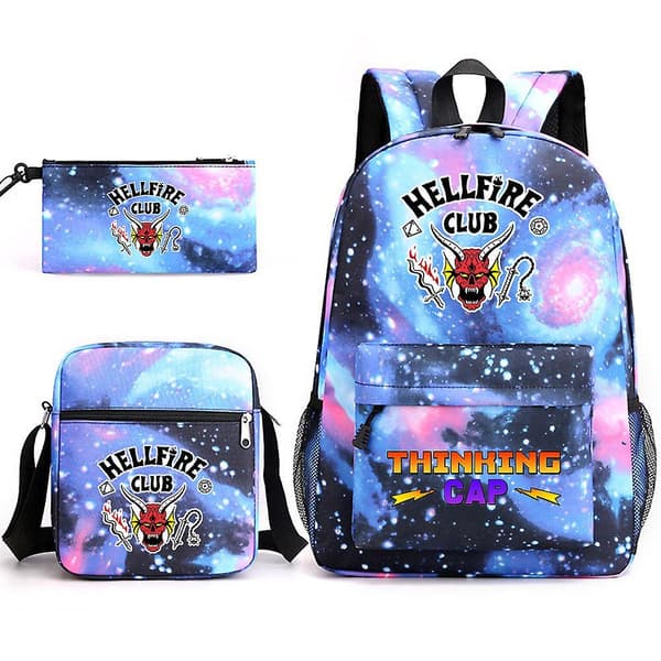 Stranger Things Hellfire Club Backpack Three-piece Set School Bag Star Blue