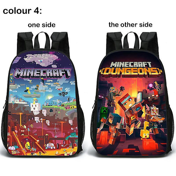 Minecraft Rygsæk Tosidet Skoletaske Studenter Skoletaske Studentergave Fødselsdagsgave Ny Rygsæk Pattern 5
