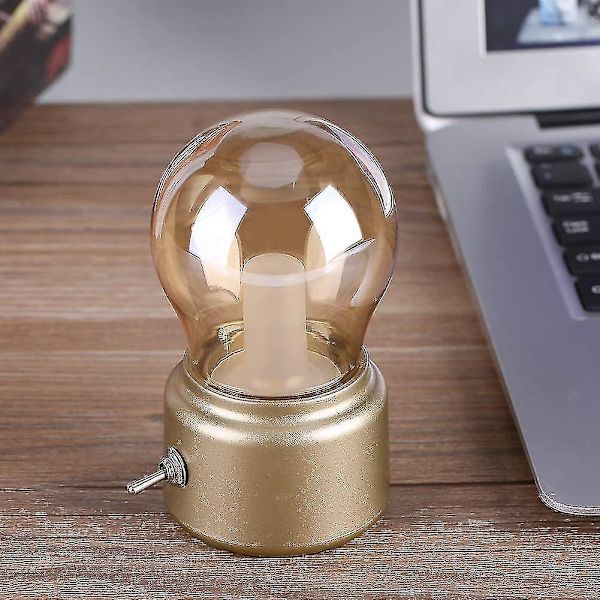 Retro LED Nattlys USB Oppladbar Bordlampe Sengelampe for Soverom, Gang, Kjøkken, (gull)