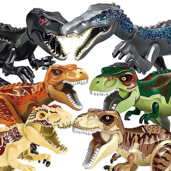 Jurassic World Large Building Block Dinosaur Tyrannosaurus Rex Assembled Toy Puzzle Building Blocks Blue carnivorous ox Dragon