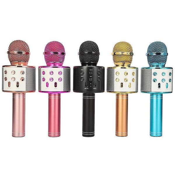 Bluetooth Microphone Speaker Handheld Microphone Karaoke Mic Music Player Singing Recorder Rose gold