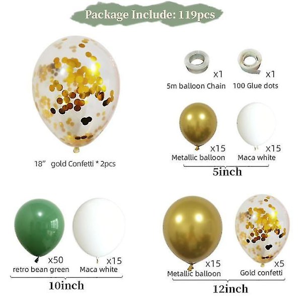 Retro Green Balloon Chain Set Arch Scene Layout Party Decoration