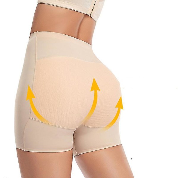 Butt Lifter Panties Seamless Padded Underwear Women Butt Pads High Waist Tummy Control Shapewear BEIGE S