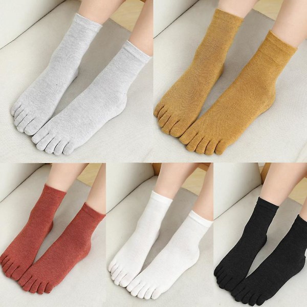 5pairs Middle Tube Five Finger Socks Spring, Autumn And Winter, Pure Cotton Sweat Absorbing Toe Socks