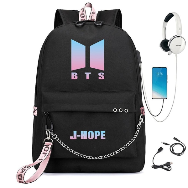 BTS backpack cute USB charging school bag Color-22