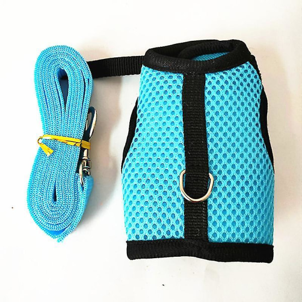 Rabbit Harnesses Vest Leashes Set Soft Mesh Harness With Leash Small Animal Guinea Pig Hamsters Light Blue M