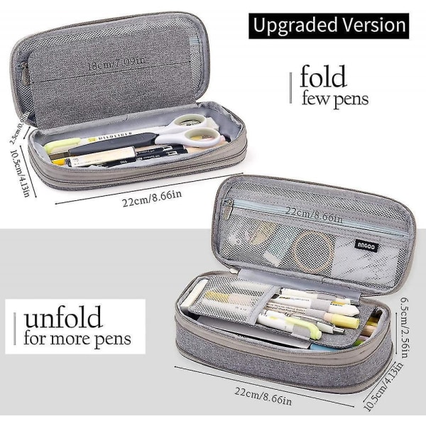 Big Capacity Pencil Pen Case Office College School Large Storage High Capacity Bag Pouch Holder Box Organizer Gray