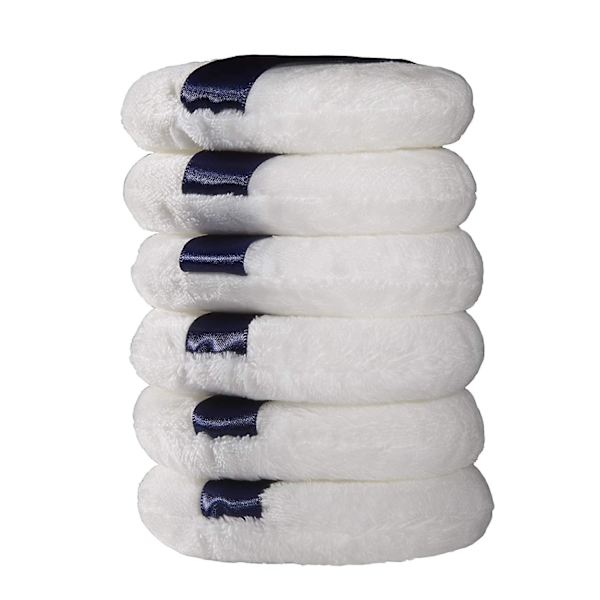 6 Pack Powder Puff Ultra Soft Washable Velour Fluffy Body Powder Puffs With Ribbon, Pure Cotton Round Makeup Puff, For Loose Powder Mineral Powder Bod