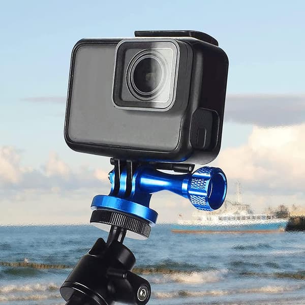 Tripod Adapter Aluminum, Threaded Mount Adapter For Action Cameras Blue