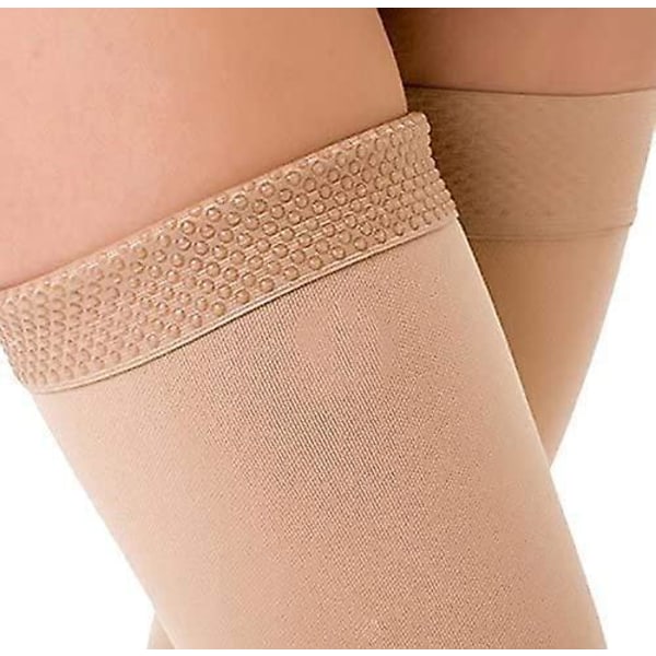 Thigh High Compression Stocking Footless, 20-30mmhg Compression Socks With Silicon 20 30mmhg Footless Beige XX Large