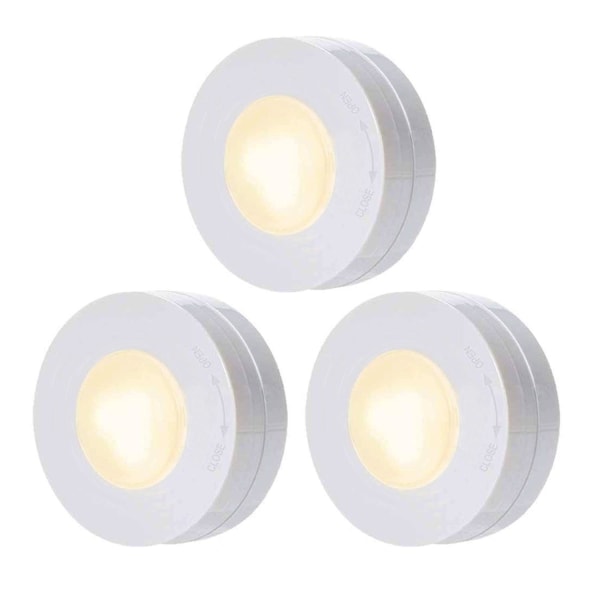 3pcs Led Dimmable Wireless Puck Lights With Remote Control Lights Stick Anywhere For Cabinet Showcase Wardrobe
