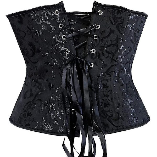 Women's Lace Up Boned Underbust Waist Trainer Corset Black XL