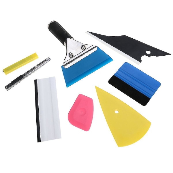 8pcs Vehicle Glass Protective Film Car Window Wrapping Tint Vinyl Installing Tool Squeegees Scrapers