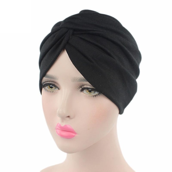 Womens Turban Wrap Muslim Chemo Caps Hijab Hats Bandana Head Scarf Black