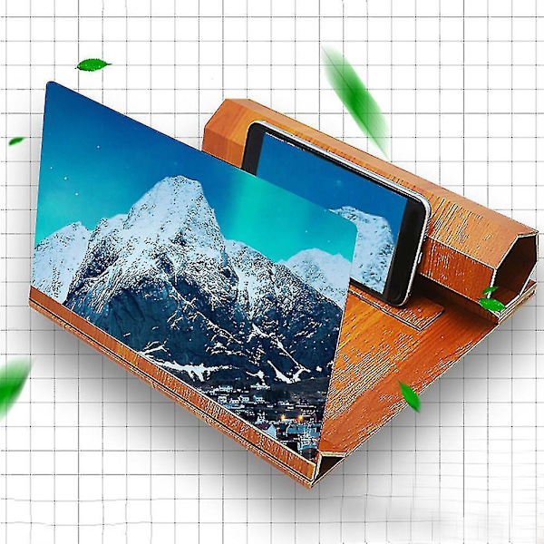 12inch Desktop 3d Screen Magnifier Video Amplifier Stand Holder For Mobile Phone Yellow Walnut
