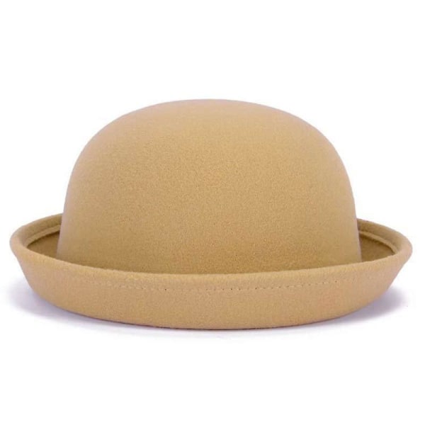 Parent-child Bowler Wool, Fedora Hats Dome camel 54cm