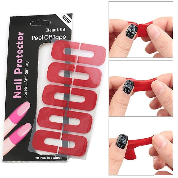 9 Colors Nail Polish Protector Spill-proof Peel Off Nail Stickers Disposable U-shape Tape For Nail Art Painting
