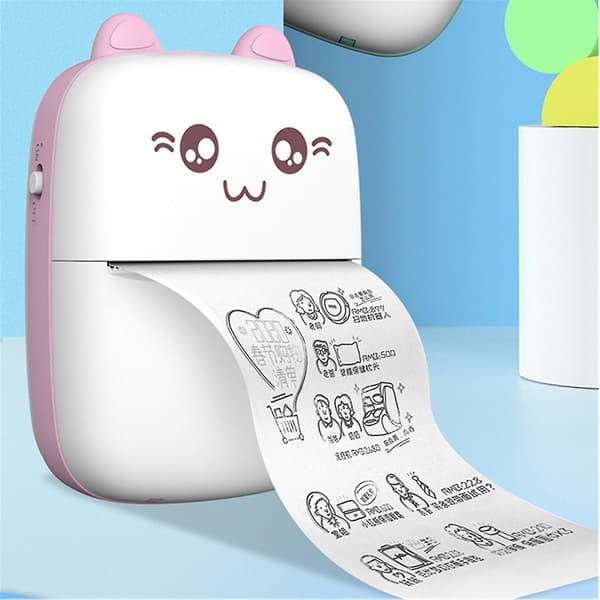 Mini Pocket Thermal Printer Wireless Bluetooth Photo Printing Machine White Pink