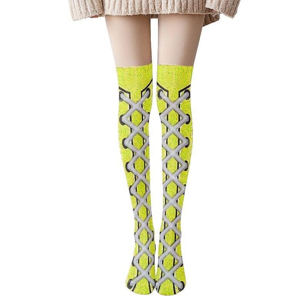 Shoelace Pattern Print Thigh Stockings Women Fashion Sexy Trend Stockings Thin Velvet Lolita Jk Socks Kawaii Sweet Style1