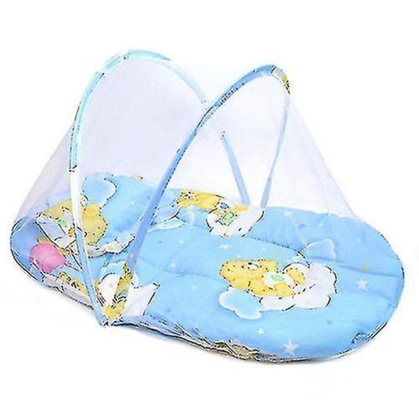 Foldable Portable Infant Baby Travel Mosquito Net Crib Bed Tent With Pillow Blue