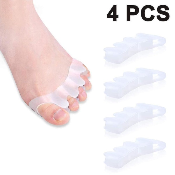 4 Pcs Toe Separators For Overlapping Toes And Restore Crooked White