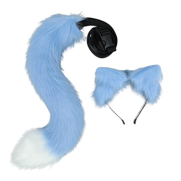 Anime Animal Headband And Tail Costume Anime Party Cat Cosplay Costume Sky blue white