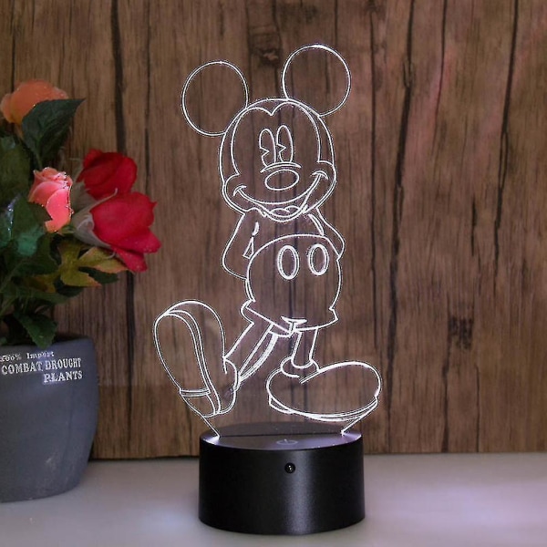 Mickey Mouse 3d Led Night Light Kids Bedroom Table Lamp