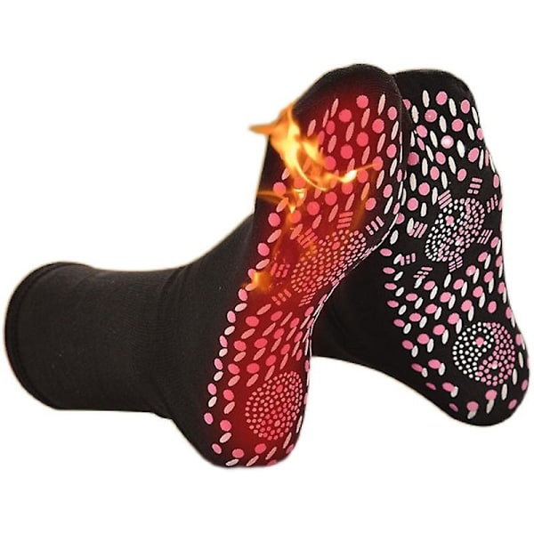 1 Pair Tourmaline Magnetic Socks Self Heating Therapy Foot Warmer Socks Health Care Black