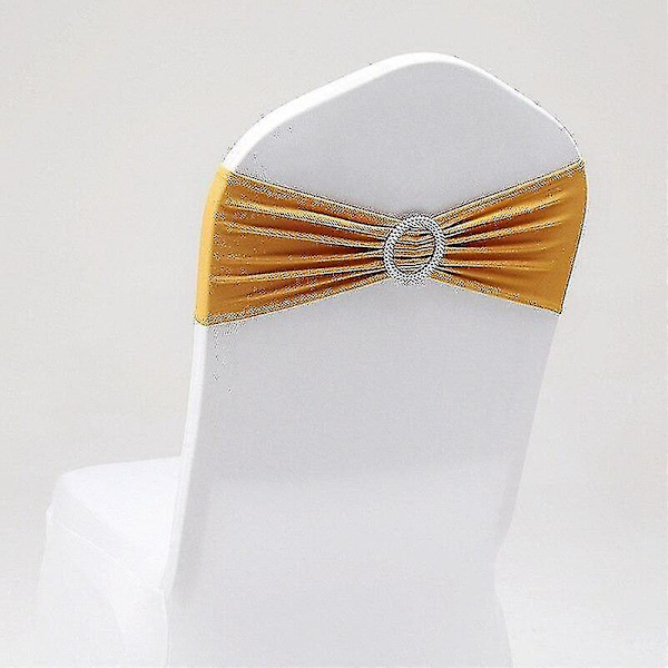 50pcs Tretch Lycra Spandex Chair Bands With Buckle Slider For Wedding Black