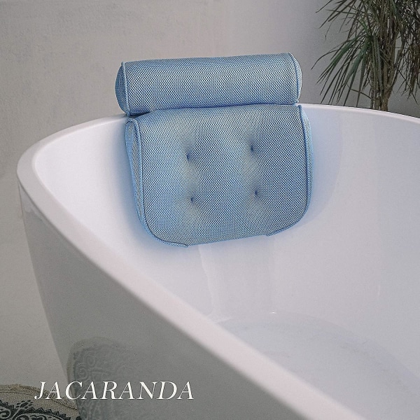 Luxury Bathtub Pillow Large Size, Bright Blue, Bath Pillow For Tub Neck And Back Support, 3d Air Mesh Breathable Bath Fits All Bathtub, Bath