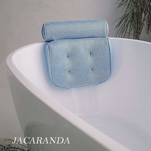 Luxury Bathtub Pillow Large Size, Bright Blue, Bath Pillow For Tub Neck And Back Support, 3d Air Mesh Breathable Bath Fits All Bathtub, Bath