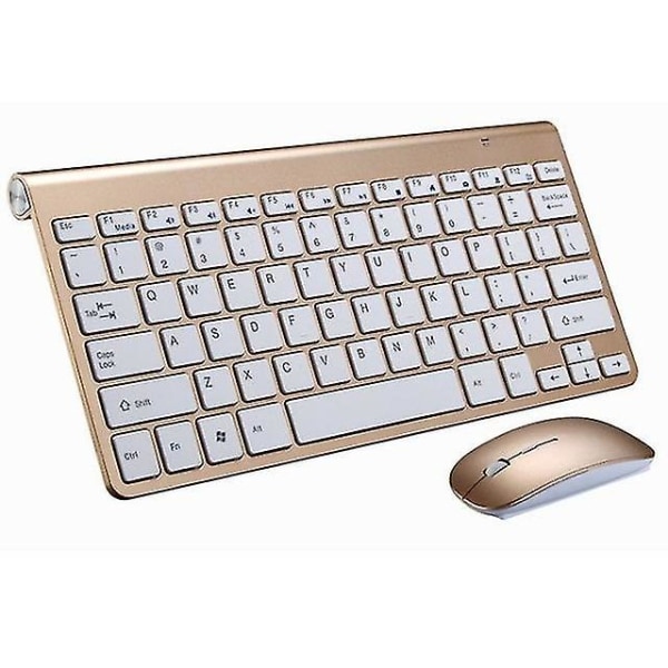 2.4g Wireless Keyboard And Mouse Portable Mini Keyboard And Mouse Combo Set Suitable For Notebook golden
