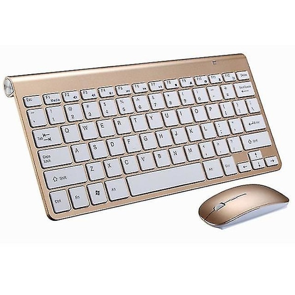 2.4g Wireless Keyboard And Mouse Portable Mini Keyboard And Mouse Combo Set Suitable For Notebook golden