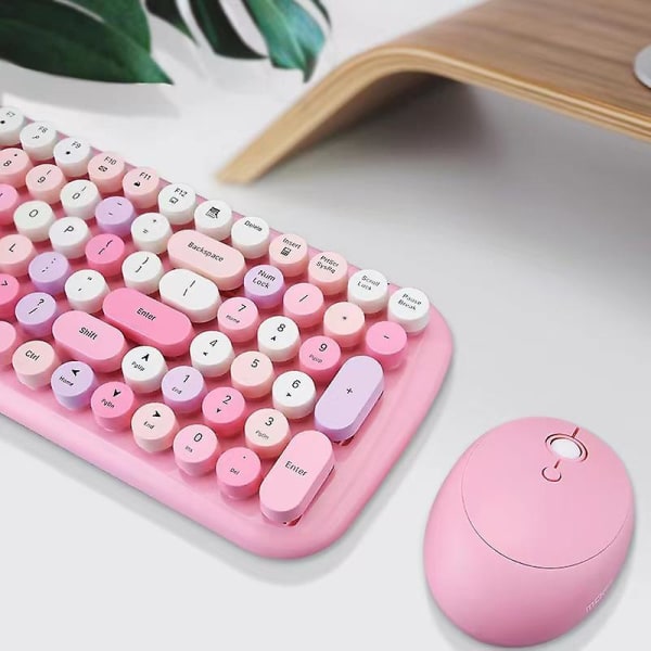 Wireless Keyboard And Mouse Combination, Sweet Mixed Color Cute Keyboard And Mouse Combination, (light Pink Mixed)