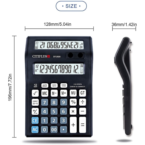 + Dual Display Calculator, Office Desktop Calculator, 12 Digit Large Display And Big Button