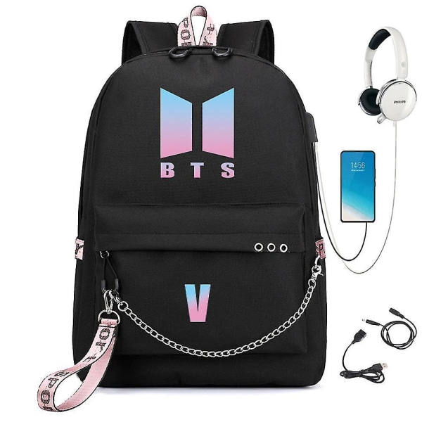 Bts Backpack Cute Usb Charging School Bag Style2