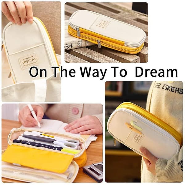 Gemdeck Big Capacity Pencil Pen Case Office College School Yello