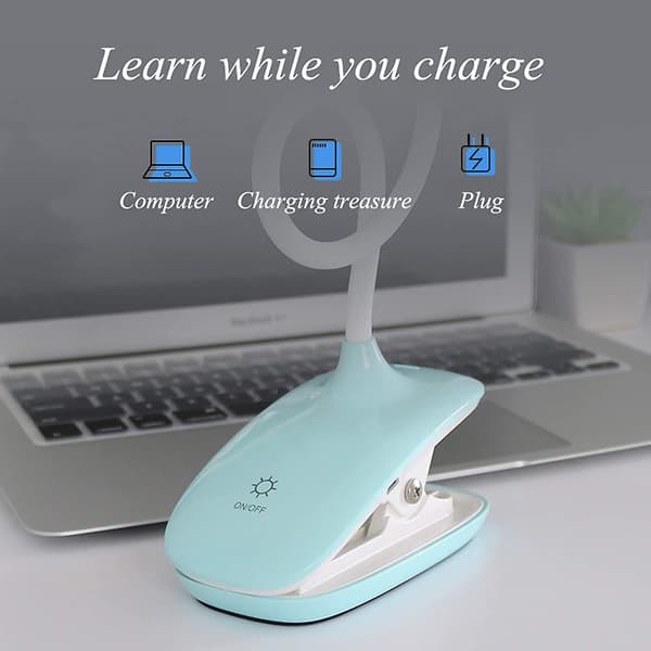 Led Clip-on Reading Lamp Dimmable Eye Protection Table Lamp Blue