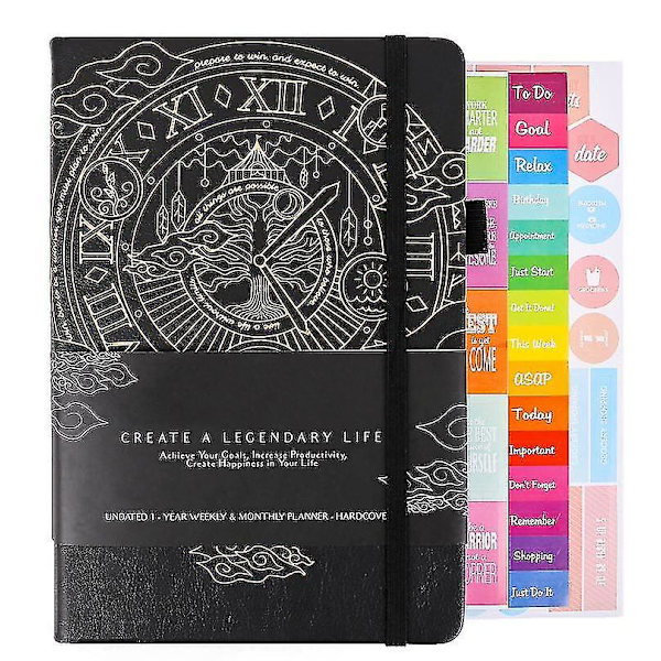 Colorful Weekly & Monthly Goal Setting Planner, Notepad black