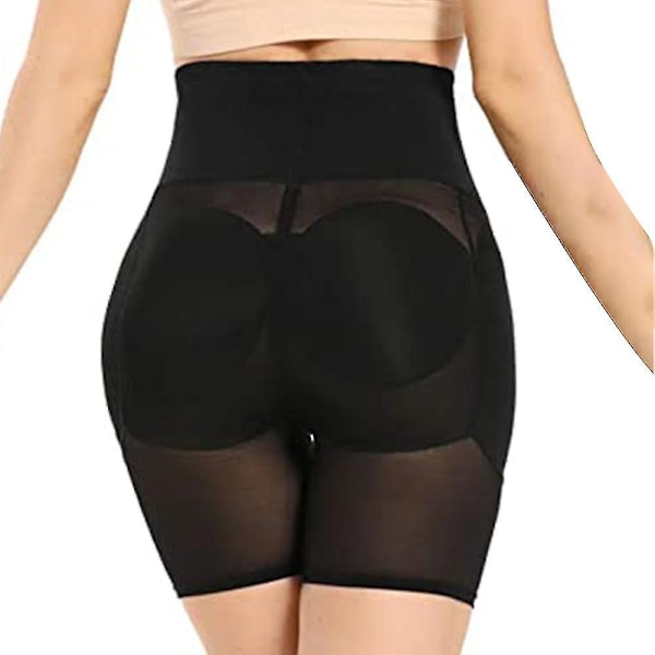 Women Hip And Butt Enhancer, 4 Removable Pads Panties High Waist Trainer Shaper High-waisted Pants Black M