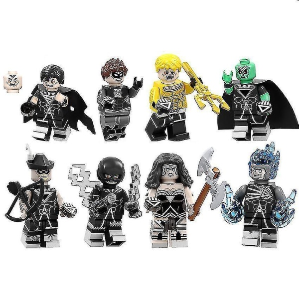 8pcs Superhero Black Light Series Superman Aquaman Green Lantern Children Assembled Building Block Minifigure Toy