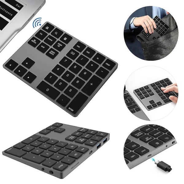 Bluetooth Numeric Keypad With Multiple Shortcuts 34-keys Number Pad Wireless Portable Slim Number Pad