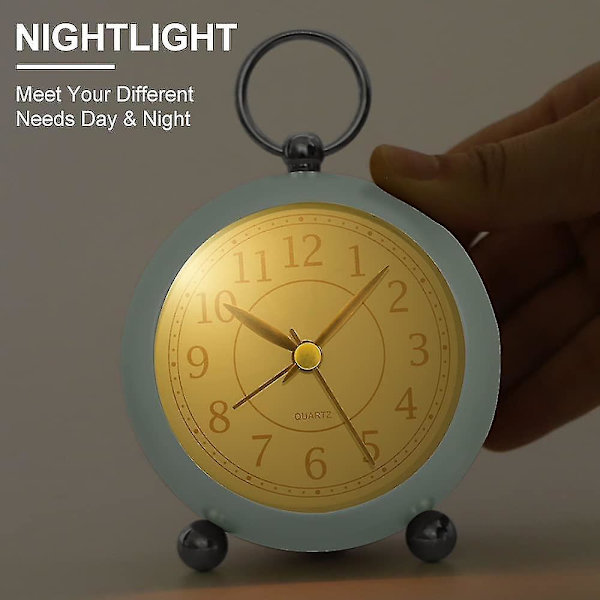 Silent Bedside Clocks Battery Operated Non Ticking Desk Clock Analogue Alarm Clock Bedroom Retro Alarm Clock-bebetter light green