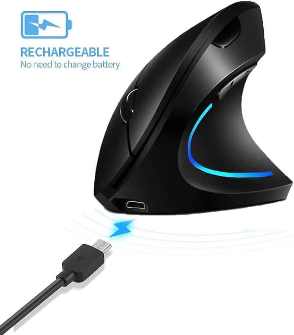 Wekity Right Handed Wireless Ergonomic Rechargeable Vertical Mouse With 4 Adjustable Dpi Black