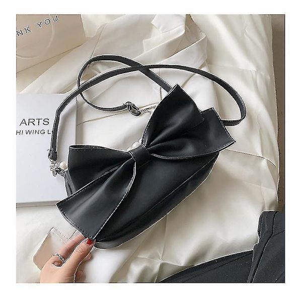 Ladies Handbag, Pearl Handle Design, Bow 21 * 15 * 7c () black