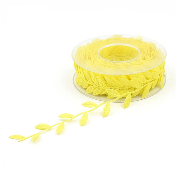 15m Leaves Ribbon Scrapbook Diy New Year Christmas Crafts Gift Wrapping Decor Yellow